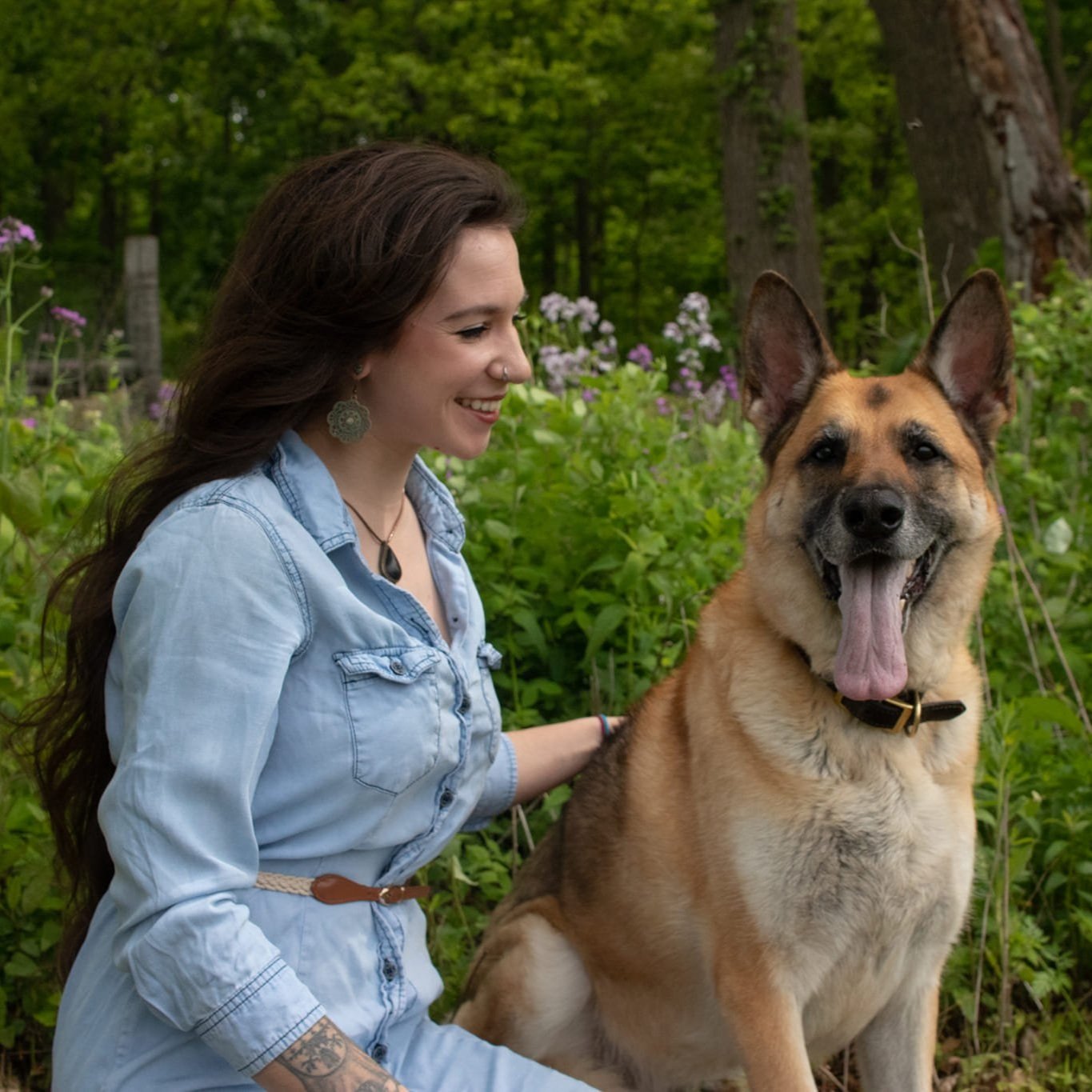 Jenn Samson with a dog